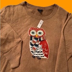 NWT - OWL JACQUARD SWEATER PULLOVER from Talbots size 3x.